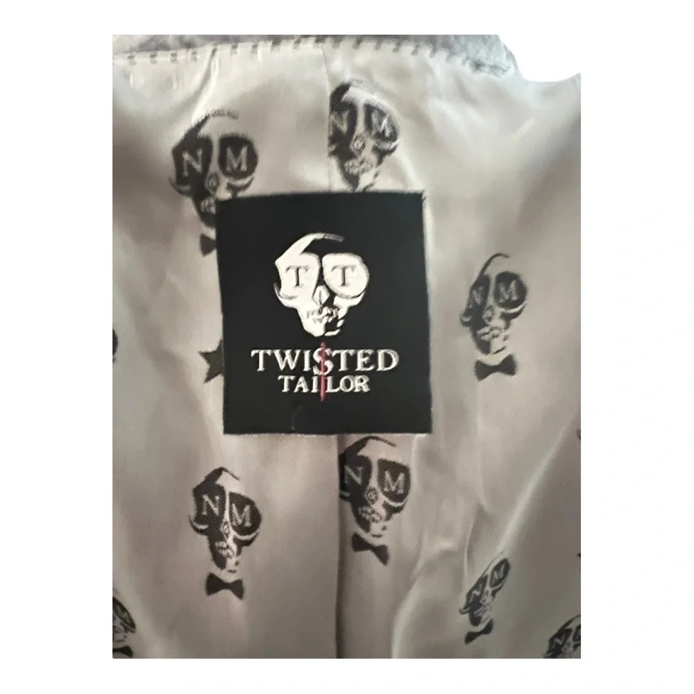 Twisted Tailor Stone Jacquard Wool Blend Blazer 40R Skull Lining Slim Fit